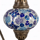 Close-up of Blue blue jewel mosaic glass globe pattern — table lamp (ENV DVN3032)