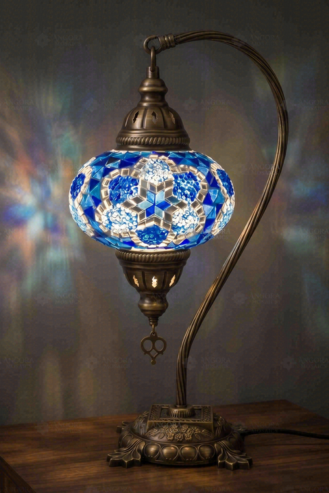 Blue Swan Neck Table Lamp