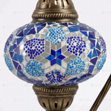 Close-up of Blue blue jewel mosaic glass globe pattern — table lamp (ENV DVN3034)
