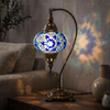 Blue blue jewel Turkish mosaic table lamp in styled room — handmade Moroccan table lamp (ENV DVN3039)