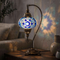Blue blue jewel Turkish mosaic table lamp in styled room — handmade Moroccan table lamp (ENV DVN3039)