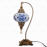 Full view of handmade Blue blue jewel Turkish mosaic table lamp on white background (ENV DVN3039)