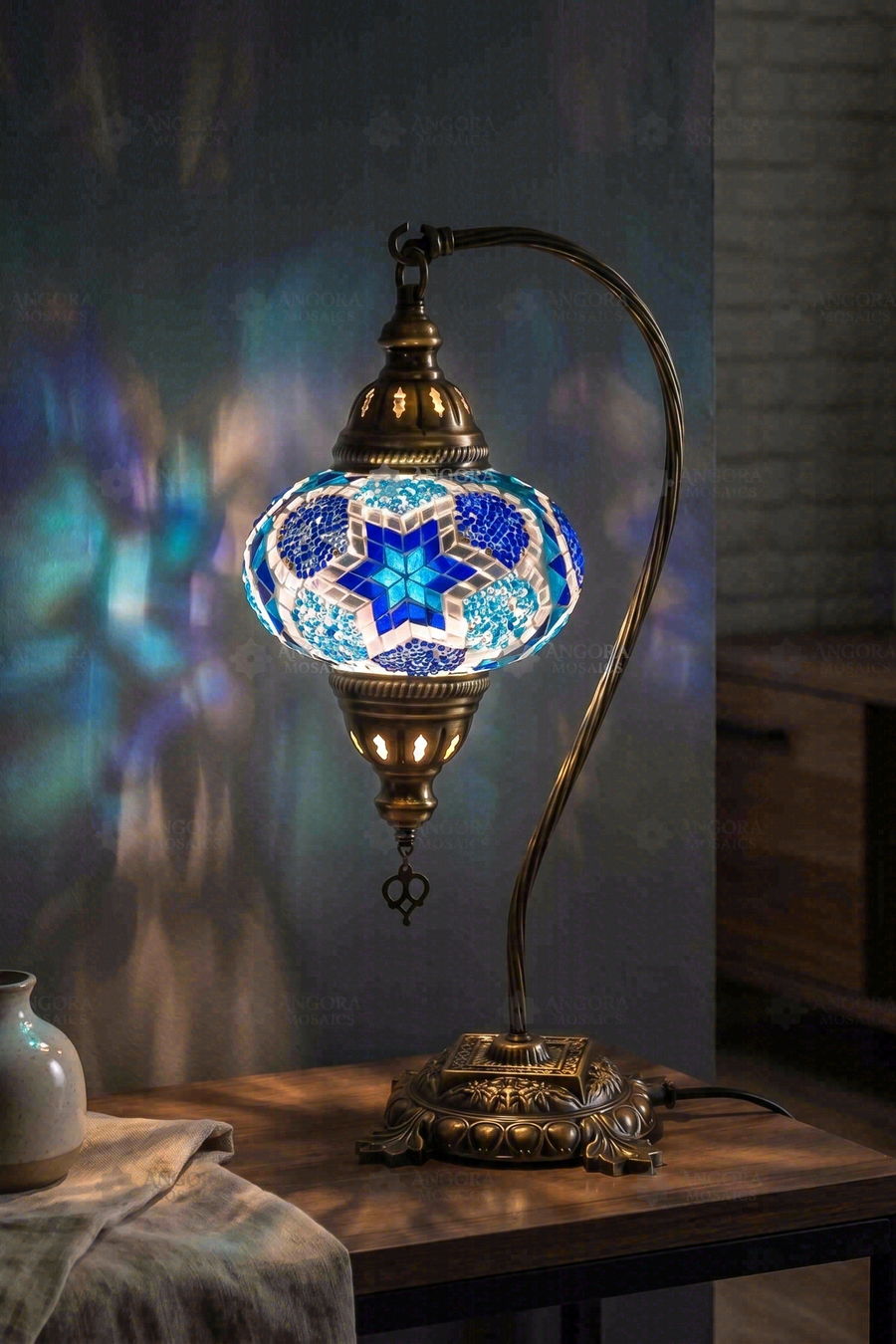 Blue Swan Neck Table Lamp