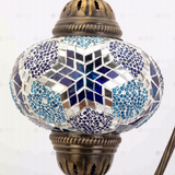 Close-up of Blue blue jewel mosaic glass globe pattern — table lamp (ENV DVN3040)