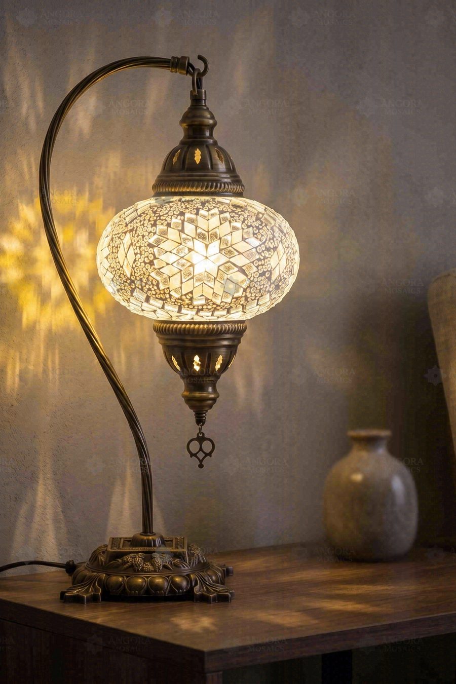 Amber Swan Neck Table Lamp