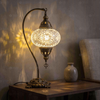 Amber warm amber Turkish mosaic table lamp in styled room — handmade Moroccan table lamp (ENV DVN3043)