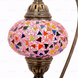 Close-up of Pink pink rose mosaic glass globe pattern — table lamp (ENV DVN3046)