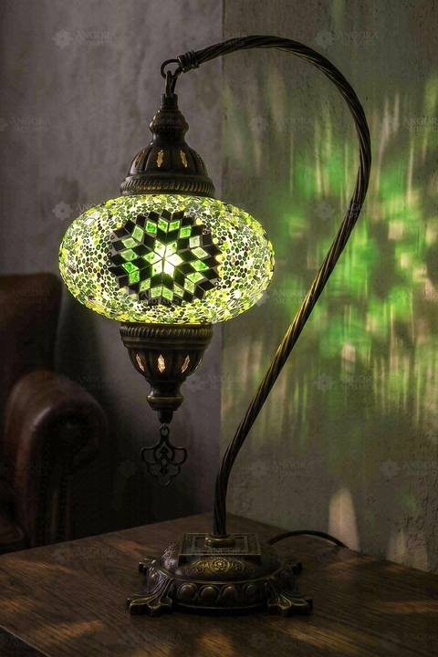 Green Swan Neck Table Lamp
