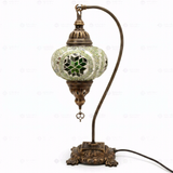 Full view of handmade Green green jewel Turkish mosaic table lamp on white background (ENV DVN3050)