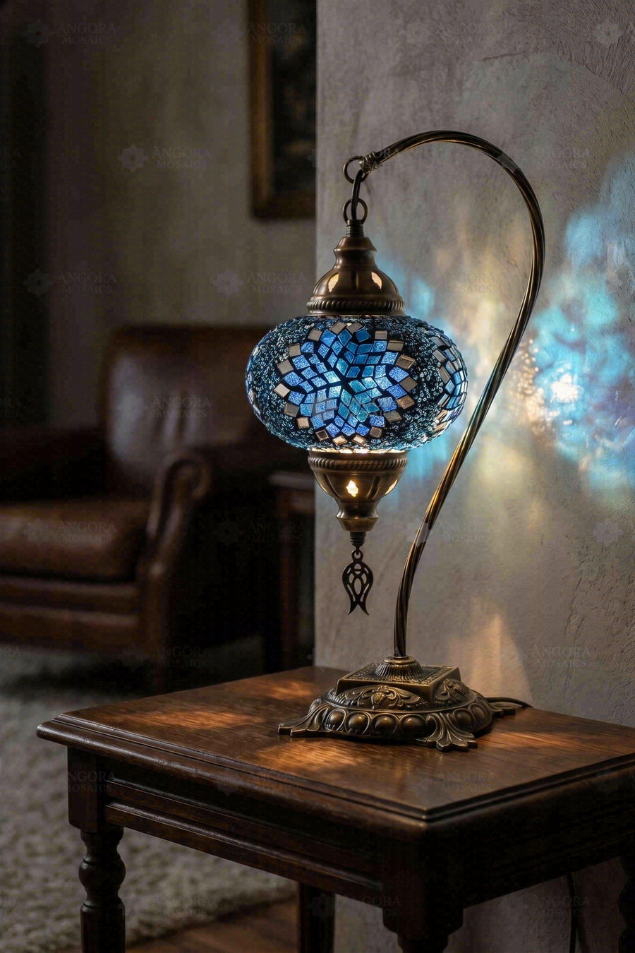 Blue Swan Neck Table Lamp