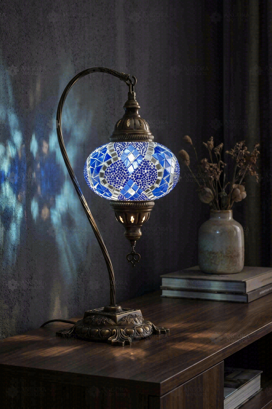 Blue Swan Neck Table Lamp