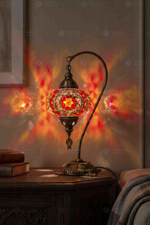 Red Swan Neck Table Lamp