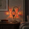 Red ruby red Turkish mosaic table lamp in styled room — handmade Moroccan table lamp (ENV DVN3056)