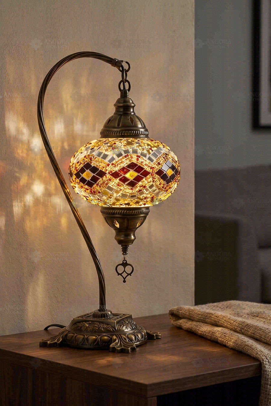 Amber Swan Neck Table Lamp