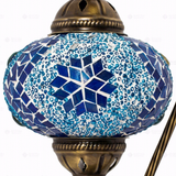 Close-up of Blue blue jewel mosaic glass globe pattern — table lamp (ENV DVN3058)