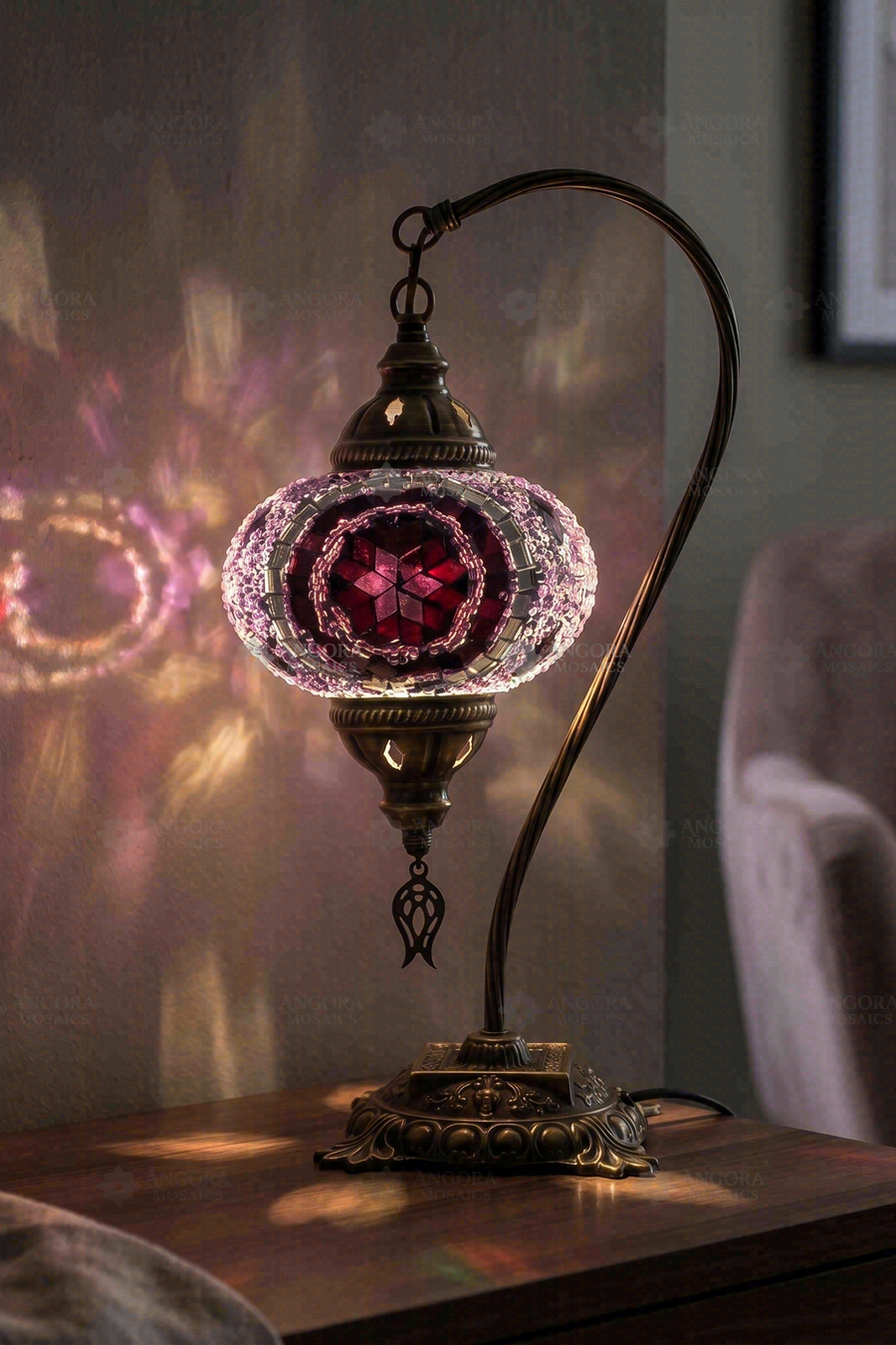 Purple Swan Neck Table Lamp