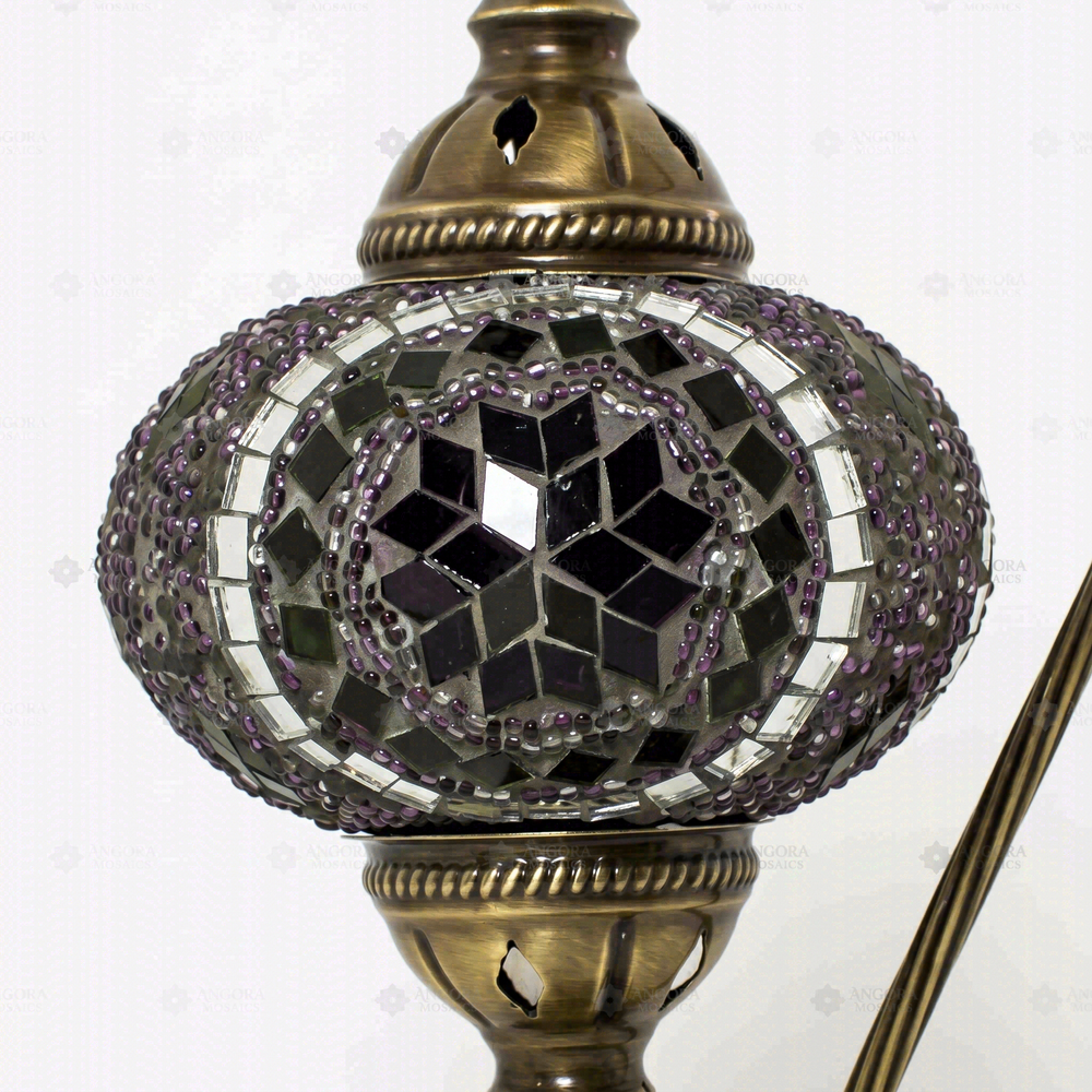 Purple Swan Neck Table Lamp, close-up of the mosaic glass