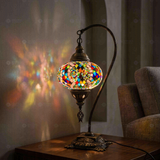 Multicolor multicolor jewel Turkish mosaic table lamp in styled room — handmade Moroccan table lamp (ENV DVN3060)