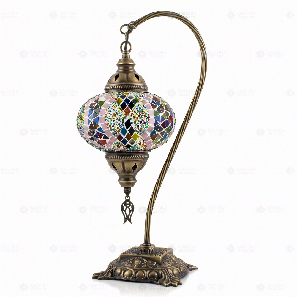 Multicolor Swan Neck Table Lamp, on a white background