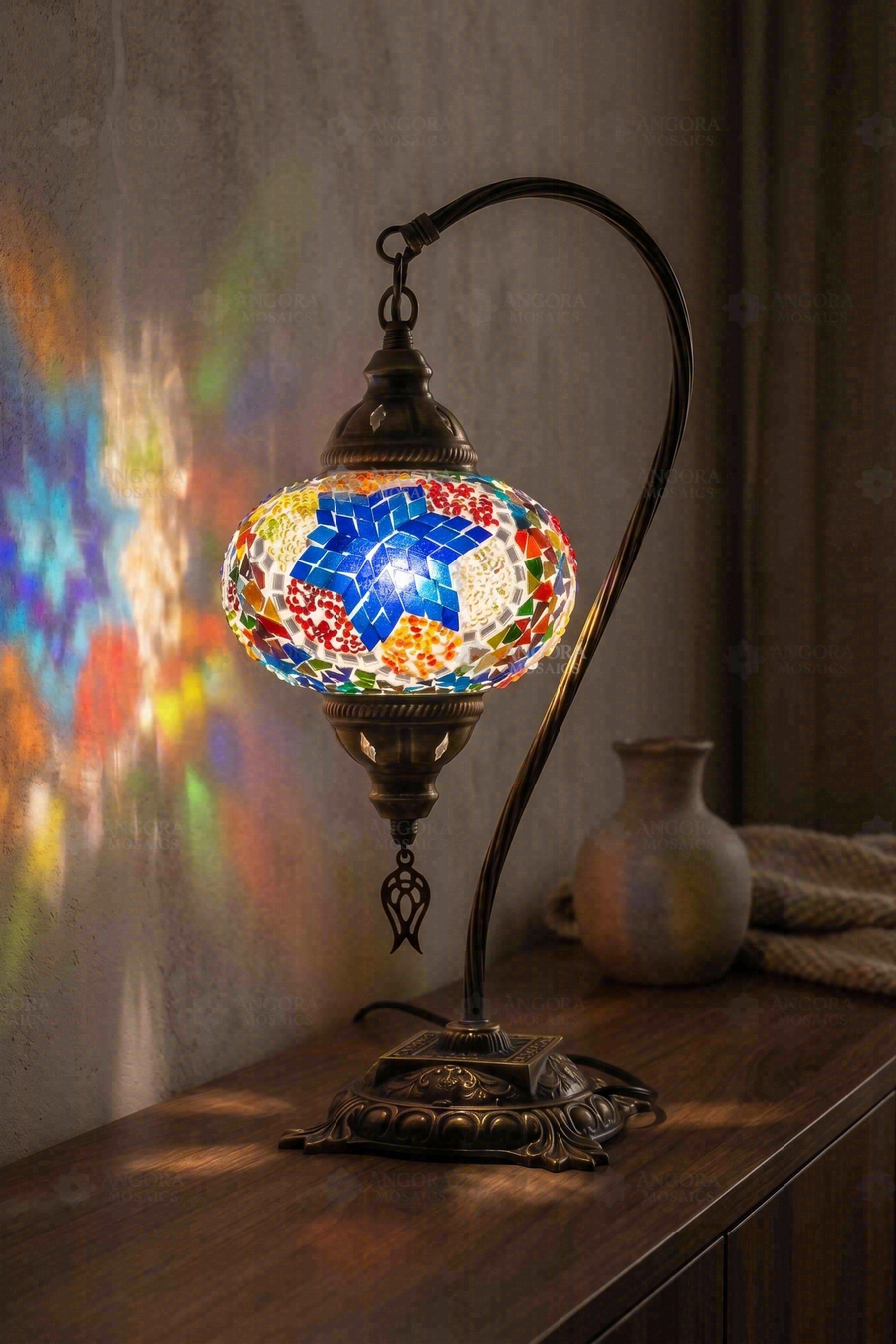 Multicolor Star Swan Neck Table Lamp