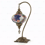 Full view of handmade Multicolor multicolor jewel Turkish mosaic table lamp on white background (ENV DVN3061)