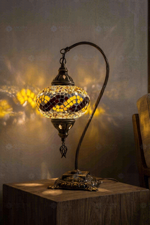 Brown Swan Neck Table Lamp