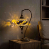 Warm Tones mixed warm Turkish mosaic table lamp in styled room — handmade Moroccan table lamp (ENV DVN3064)