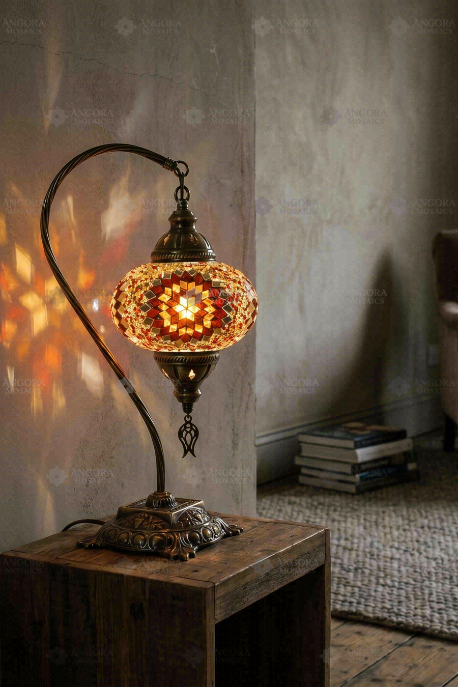 Amber Swan Neck Table Lamp
