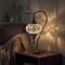 White white glow Turkish mosaic table lamp in styled room — handmade Moroccan table lamp (ENV DVN3068)