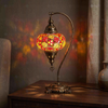 Amber warm amber Turkish mosaic table lamp in styled room — handmade Moroccan table lamp (ENV DVN3079)