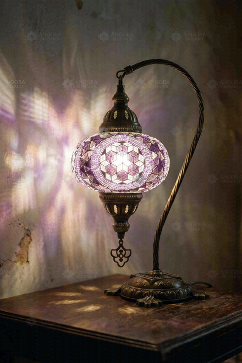 Purple Swan Neck Table Lamp