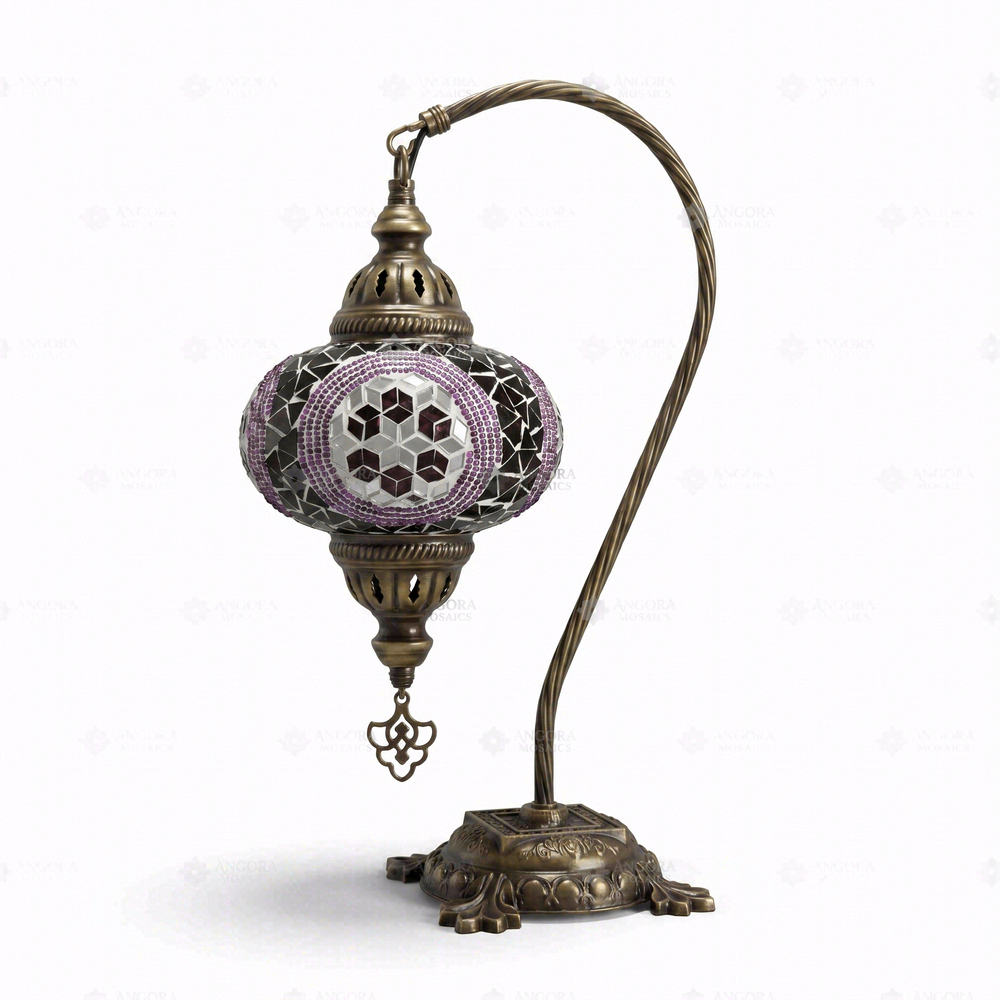 Purple Swan Neck Table Lamp, on a white background