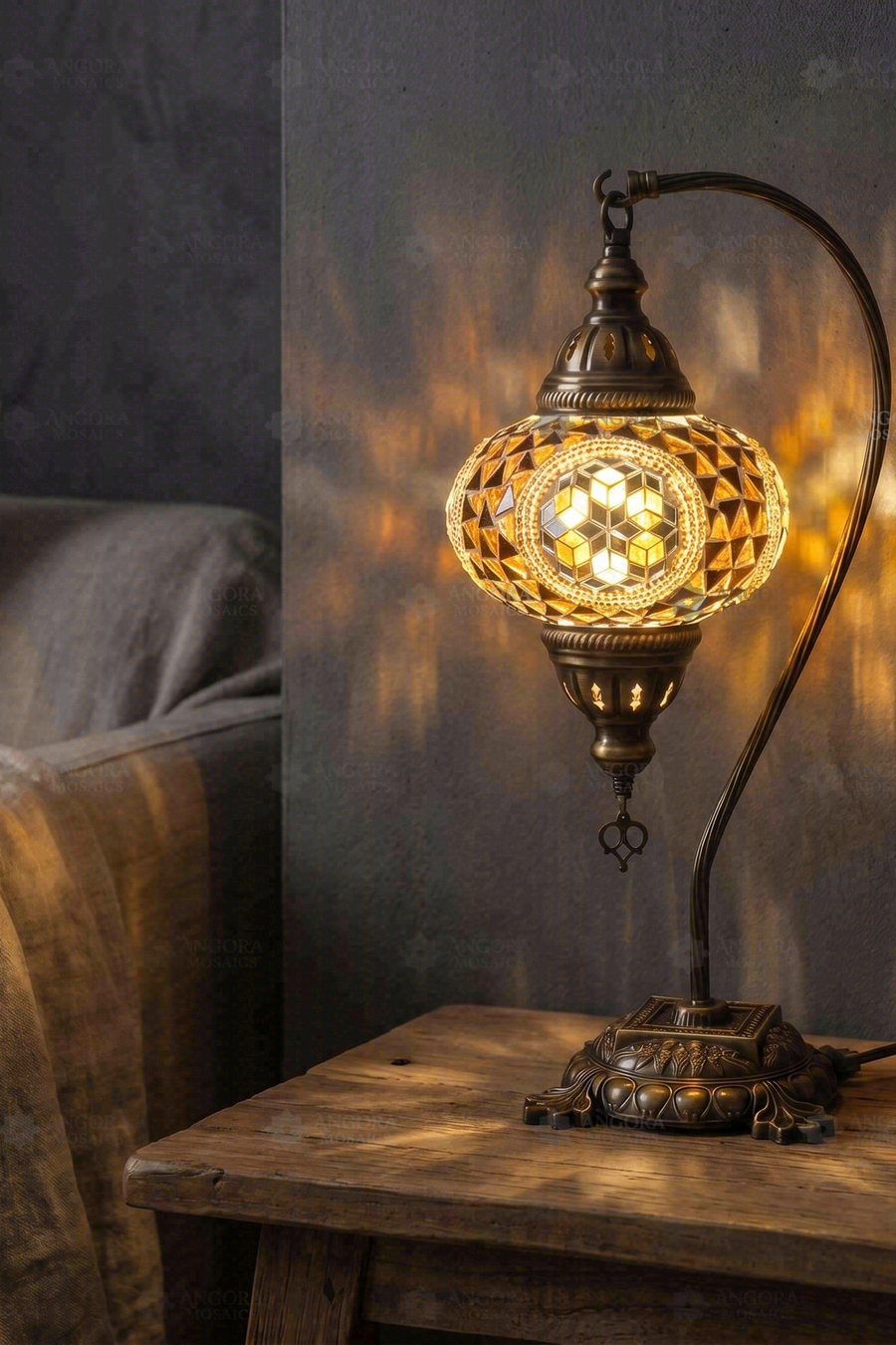 Amber Swan Neck Table Lamp