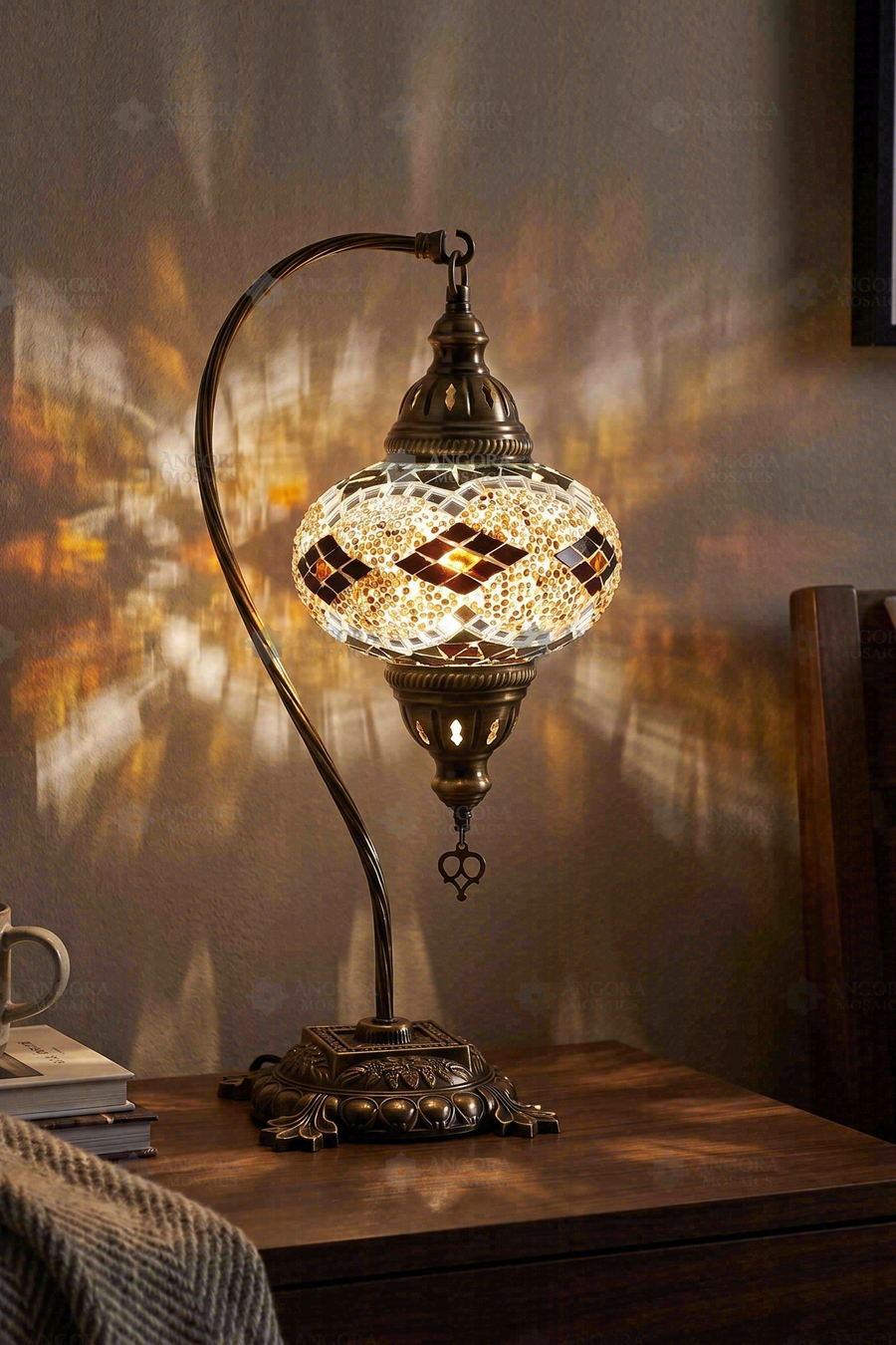 Amber Swan Neck Table Lamp