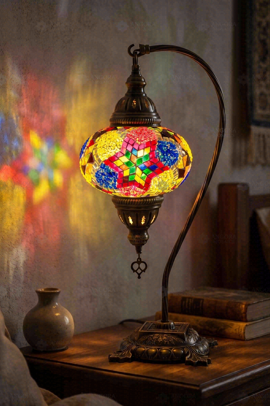 Multicolor Star Swan Neck Table Lamp