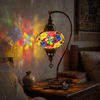 Multicolor multicolor jewel Turkish mosaic table lamp in styled room — handmade Moroccan table lamp (ENV DVN3093)