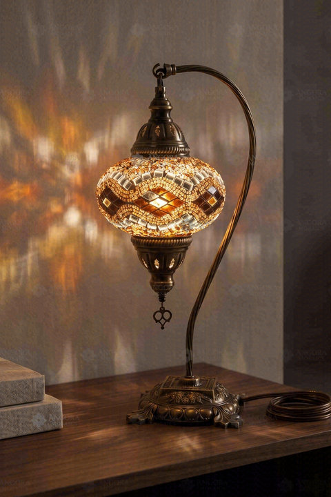 Amber Swan Neck Table Lamp