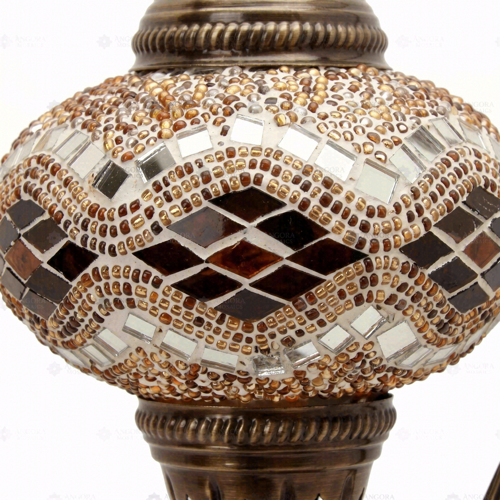 Amber Swan Neck Table Lamp, close-up of the mosaic glass