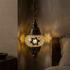 Clear clear neutral Turkish mosaic pendant light in styled room — handmade Moroccan pendant light (ENV DYN1022)