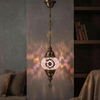Pink pink rose Turkish mosaic pendant light in styled room — handmade Moroccan pendant light (ENV DYN1034)