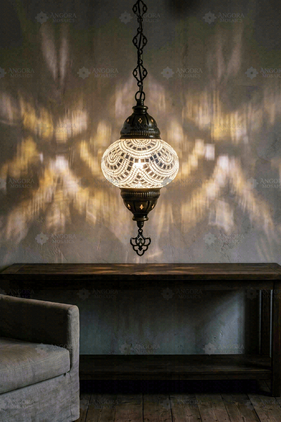 White Mirrored Pendant Lamp