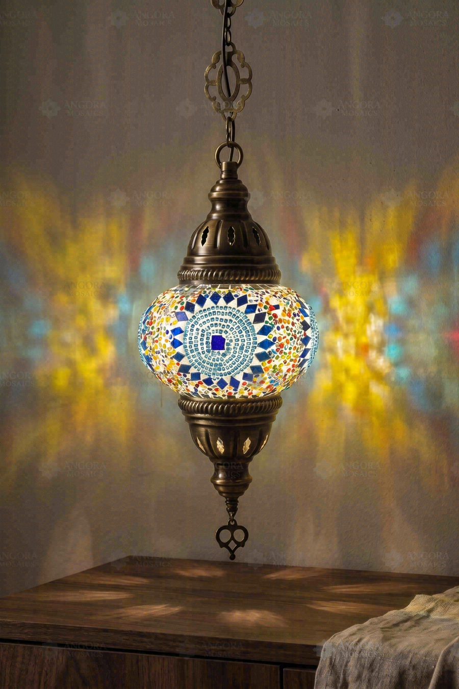 Blue and Amber Pendant Lamp