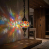 Multicolor multicolor jewel Turkish mosaic pendant light in styled room — handmade Moroccan pendant light (ENV DYN2012)