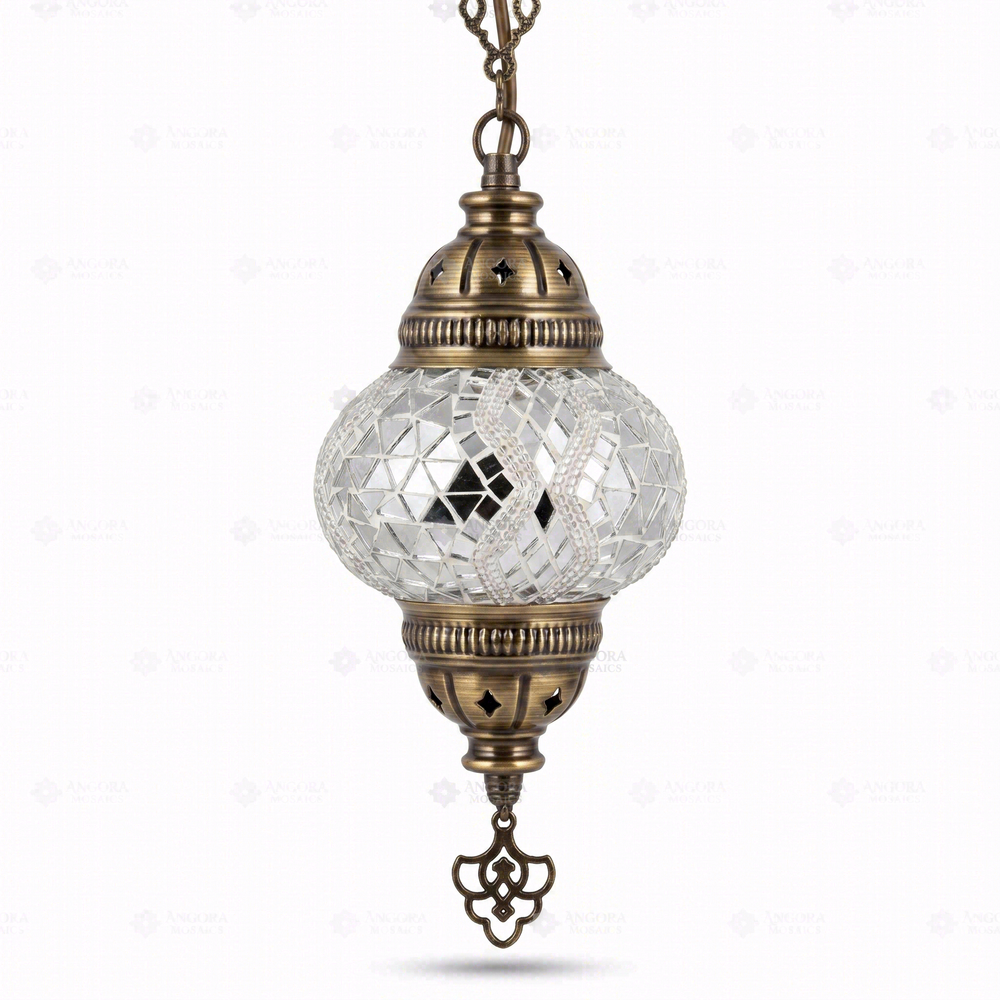 Clear Mirrored Pendant Lamp, on a white background