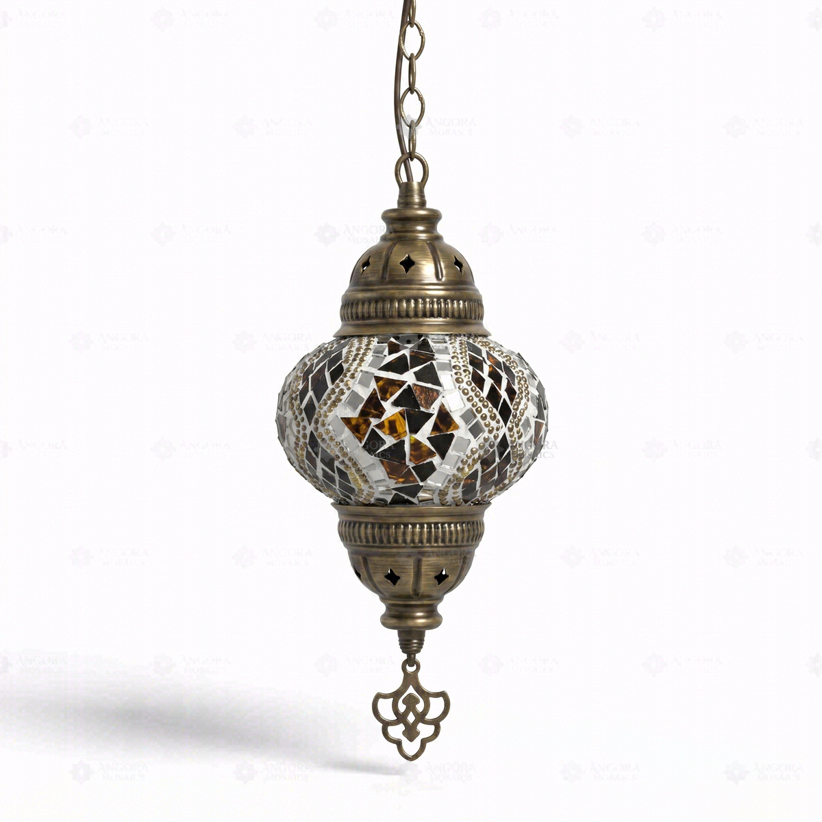 Clear Pendant Lamp, switched off, on a white background