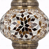 Close-up of Amber warm amber mosaic glass globe pattern — pendant light (ENV DYN2118)