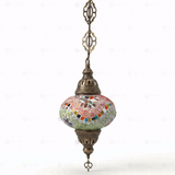Full view of handmade Multicolor multicolor jewel Turkish mosaic pendant light on white background (ENV DYN3004)