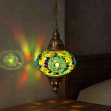 Green green jewel Turkish mosaic pendant light in styled room — handmade Moroccan pendant light (ENV DYN3006)