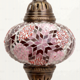 Close-up of Red ruby red mosaic glass globe pattern — pendant light (ENV DYN3008)