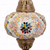 Close-up of Multicolor multicolor jewel mosaic glass globe pattern — pendant light (ENV DYN3010)